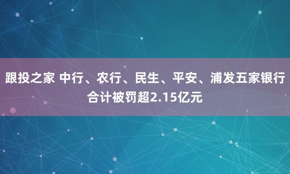 跟投之家 中行、农行、民生、平安、浦发五家银行合计被罚超2.15亿元
